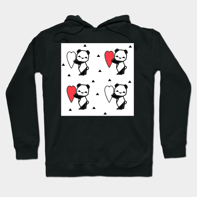 Origami Panda Heart Love Hoodie by tandre